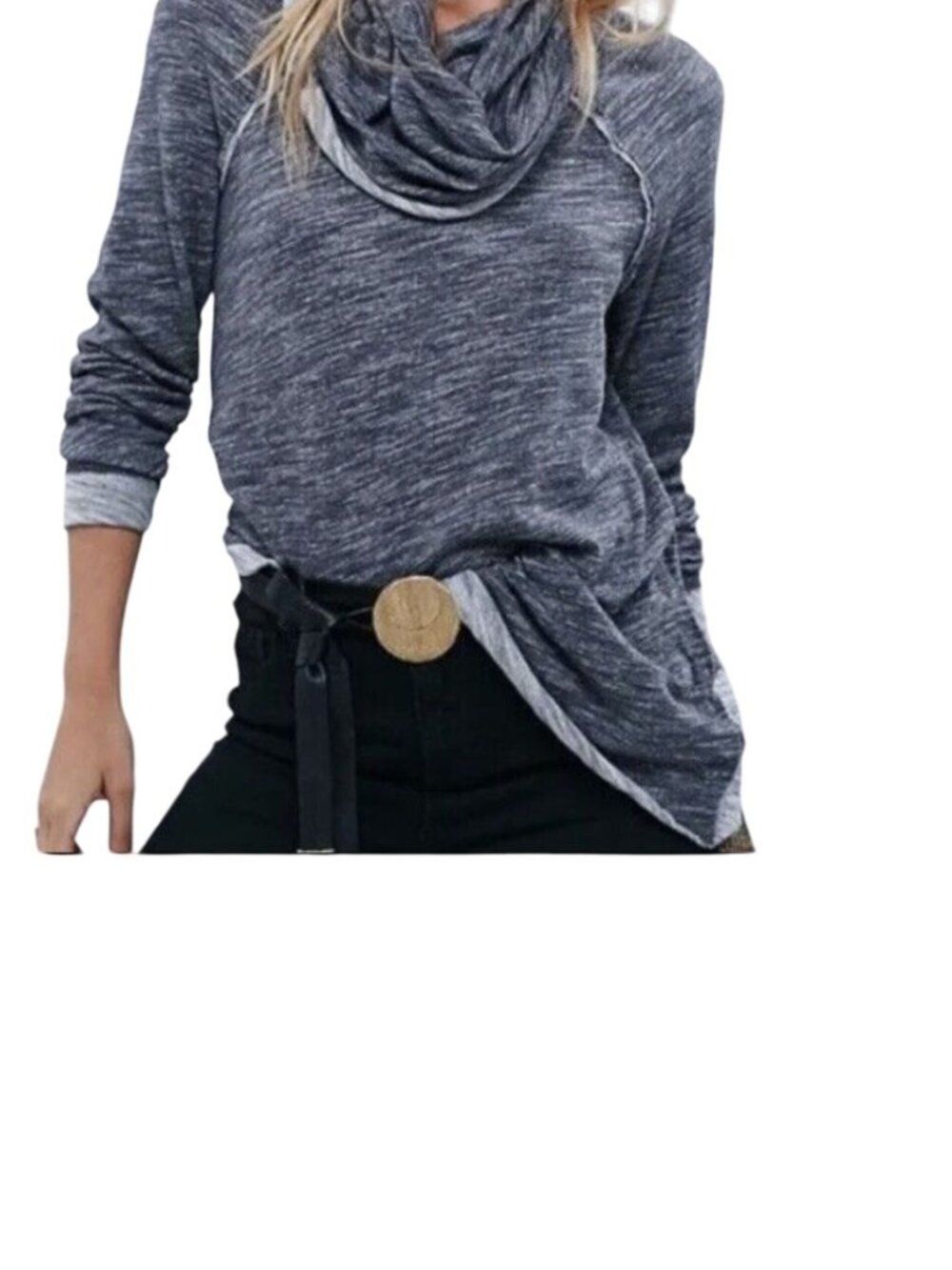 Free People Beach Cocoon Funnel Neck Sweatshirt Gray Long Sleeve Top Women's S - Picture 2 of 10
